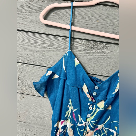 NWT Kimchi Blue Urban Outfitters La Playa Teal Floral Maxi Dress Sz 10 - Picture 5 of 15